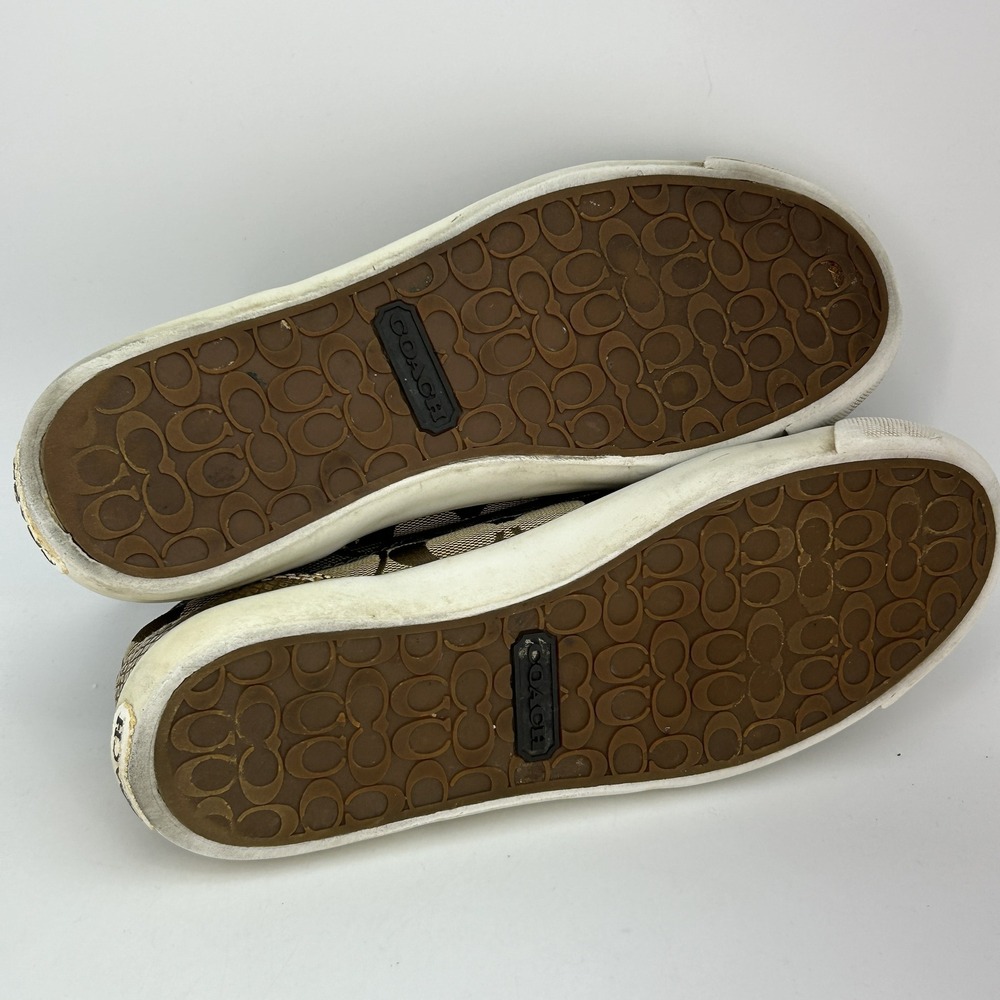 Coach Shoes Womens Size 7.5B Gema F0007 Gold Signature Canvas Lace Up Sneakers - Picture 8 of 16